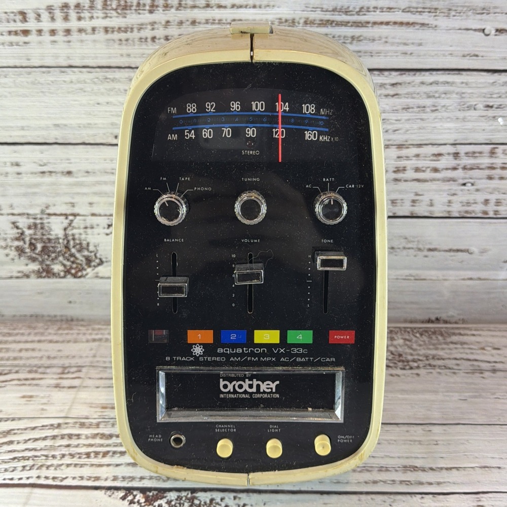 Vintage Brother Aquatron Vx-33c Portable 8 Track Player AM FM The Egg UNTESTED